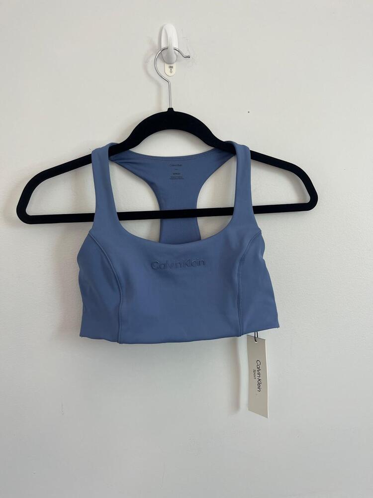 Calvin Klein Sports Bra Women S Blue Racerback Activewear Stretchy